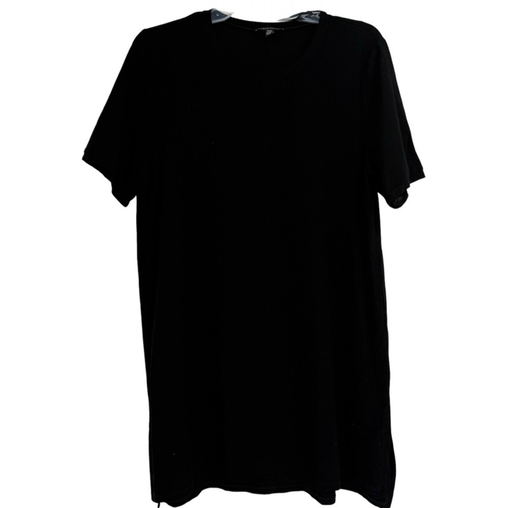Eileen Fisher Womens Black Viscose crew Neck Short Sleeve Midi Dress Size M